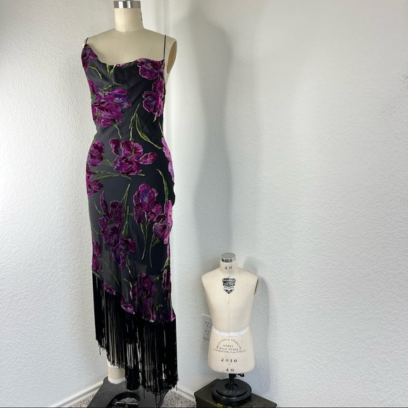 betsey johnson purple velvet dress Betsey Johnson | Dresses | Betsey Johnson Vtg Burnout Velvet Midi Fringe  Biased Cut Dress